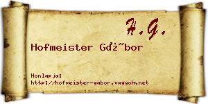 Hofmeister Gábor névjegykártya