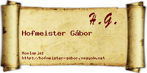 Hofmeister Gábor névjegykártya
